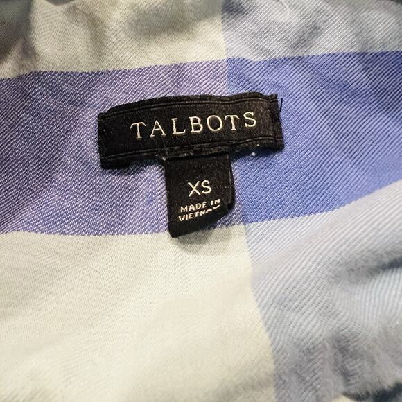 Talbots Top Womens XS Blue Gray Plaid Long Sleeve Button Casual (A0127) - Picture 5 of 6